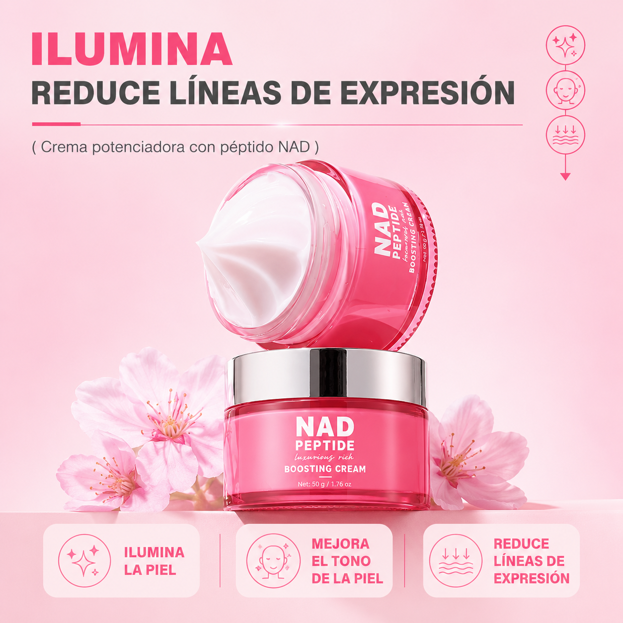 Idalia Skin | Crema Reafirmante Facial NAD+ Péptidos